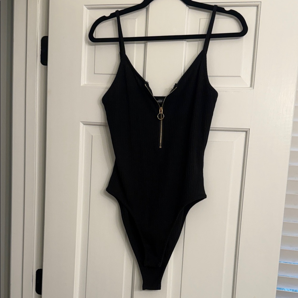 Black Zipper Bodysuit